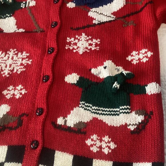 Vintage South Wool Hand Embroidered Cardigan Christmas Sweater Womens Size S Ski - Picture 5 of 13
